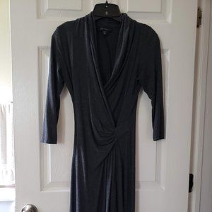 Karen Kane Charcoal Cascade Faux Wrap Dress